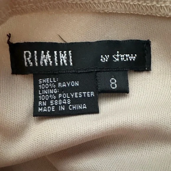 Rimini by Shaw Crocheted & Beaded Tan Beige Fitted Sleeveless Long Dress 8 Y2K - Picture 11 of 12